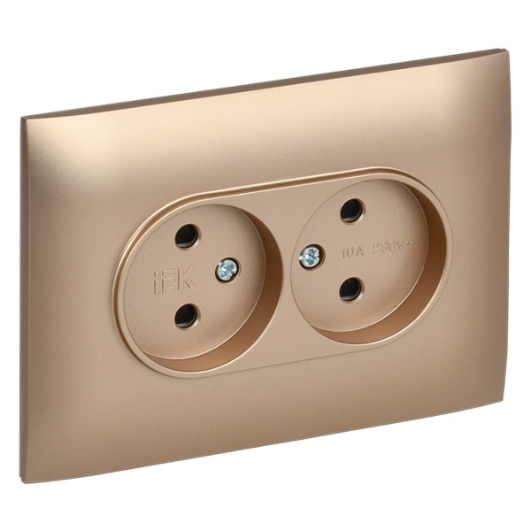 Розетка 2-я без заземления в сборе ИЭК SKANDY SK-R09Sa 10А шторки песочный