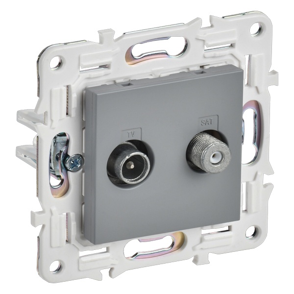 Розетка двойная TV+SAT ИЭК SKANDY SK-A13Gr серый