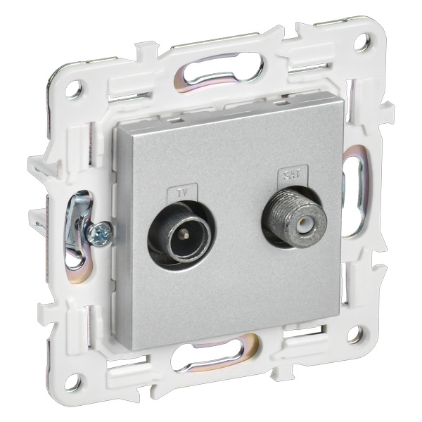 Розетка двойная TV+SAT ИЭК SKANDY SK-A13S серебряный