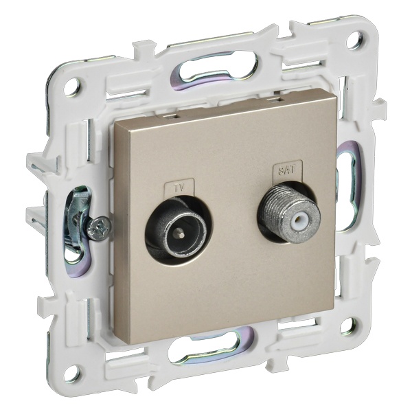 Розетка двойная TV+SAT ИЭК SKANDY SK-A13Sh шампань