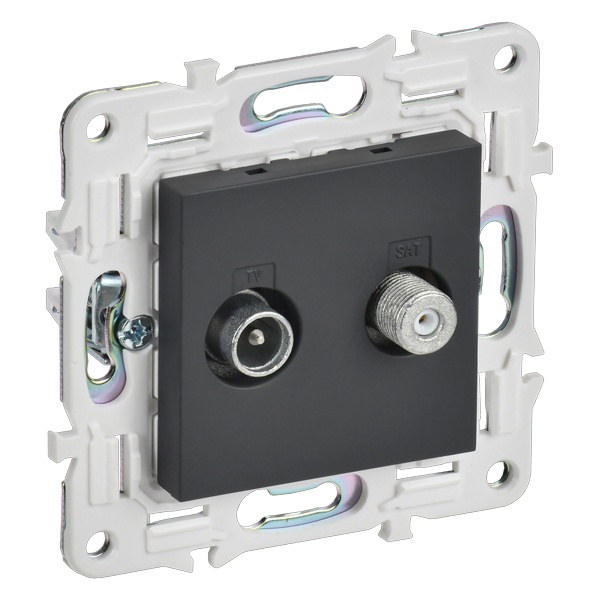 Розетка двойная TV+SAT ИЭК SKANDY SK-A13G графит