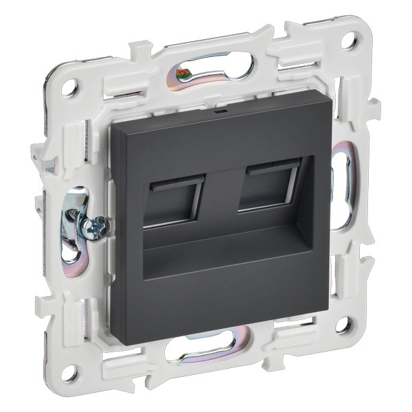 Розетка компьютерная 2-ая RJ45 кат.5E ИЭК SKANDY SK-K03T титан