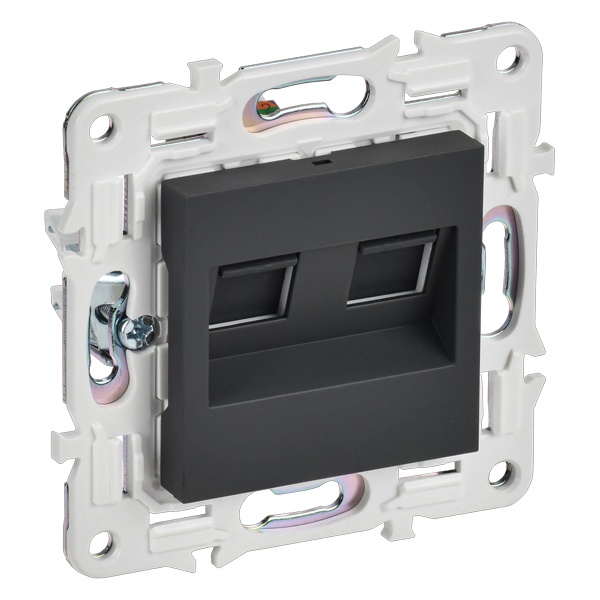 Розетка компьютерная 2-ая RJ45 кат.5E ИЭК SKANDY SK-K03G графит