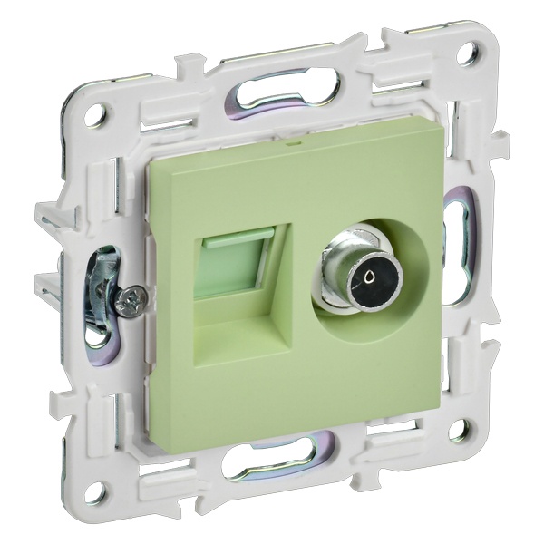 Розетка двойная TV+RJ45 кат.6E ИЭК SKANDY SK-A15M мятный