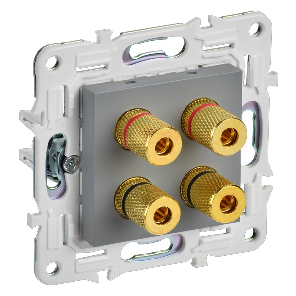 Аудиорозетка ИЭК SKANDY SK-A01Gr 4 подключения серый