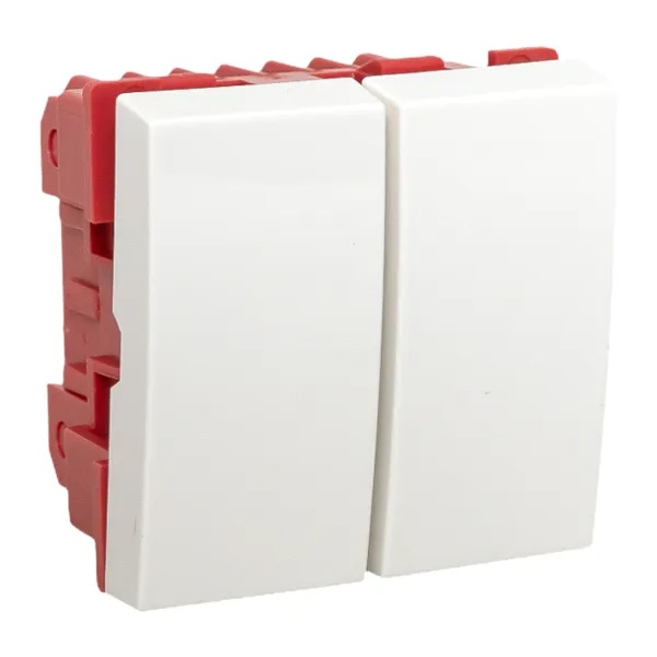 Выключатель двухклавишный EKF C-Line 10А 2 модуля белый