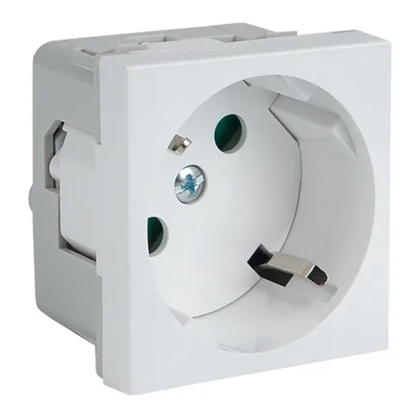 Розетка EKF C-Line 2P+E 45 градусов шторки винтовой зажим белая