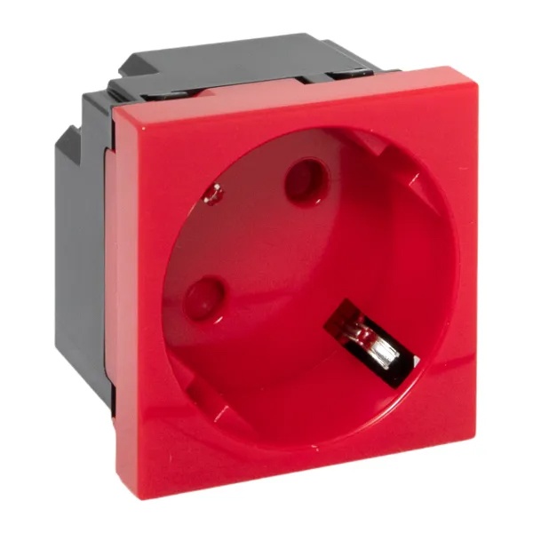 Розетка EKF C-Line 2P+E 45 градусов шторки быстрозажимные клеммы красная