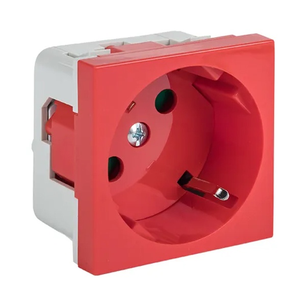 Розетка EKF C-Line 2P+E 45 градусов шторки винтовой зажим красная
