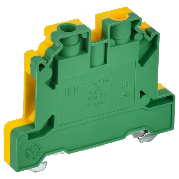 Колодка клеммная ИЭК CTS-PEN земля 6мм2 желто-зеленая