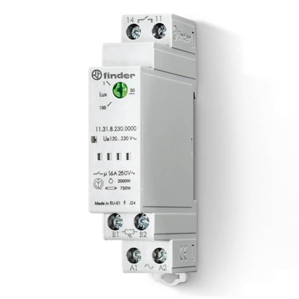 Фотореле модульное Finder 1NO 16A с фотоэлементом 1-100 люкс 230В АC 1м