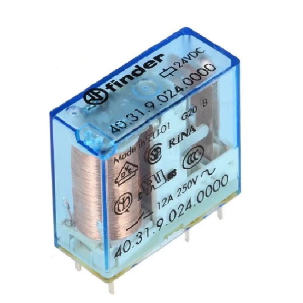 Миниатюрное реле Finder 1СO 10А шаг 3,5мм AgNi 12В DC
