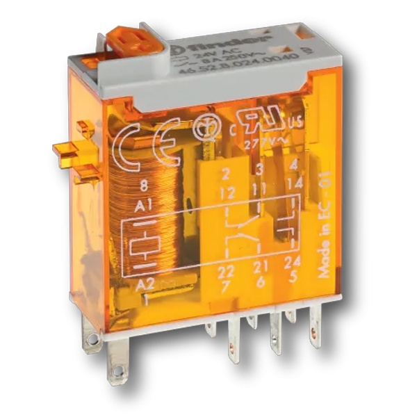 Миниатюрное реле Finder 2CO 8А AgNi 230В AC кнопка тест с блокировкой индикатор LED