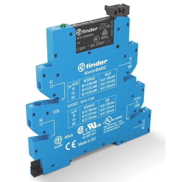 Интерфейсный модуль Finder (34.51.7.024.0010+93.61.7.024) MasterBASIC 1CO 6A AgNi 24В AC/DC