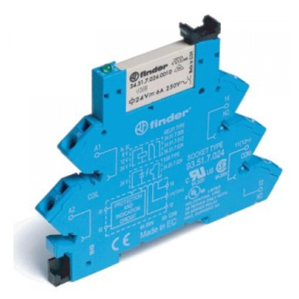 Интерфейсный модуль Finder 1CO 6А AgNi 230-240В AC/DC пружинные клеммы