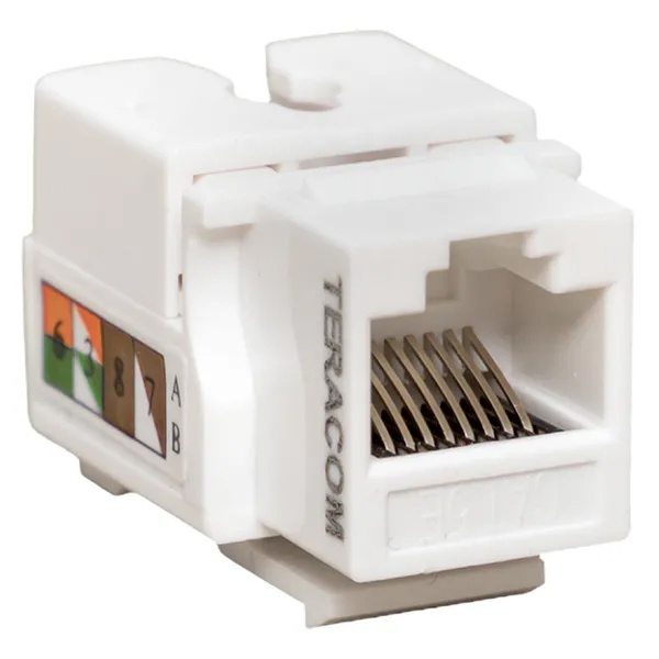 Розеточный модуль EKF TERACOM RJ45 cat.5E Keystone неэкранированный 110 IDC 90 белый