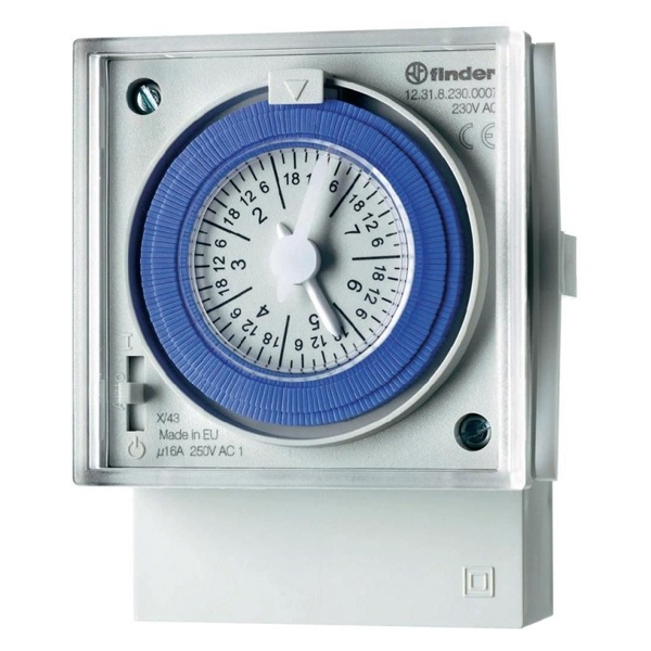 Реле времени механическое суточное Finder 1CO 16A 120-230В AC резервное питание на панель