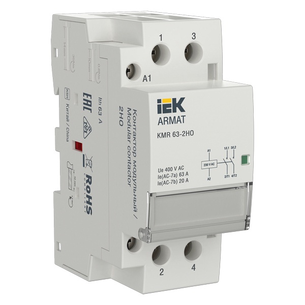 Контактор модульный ИЭК ARMAT KMR 2P 63A 2НО 230В АС