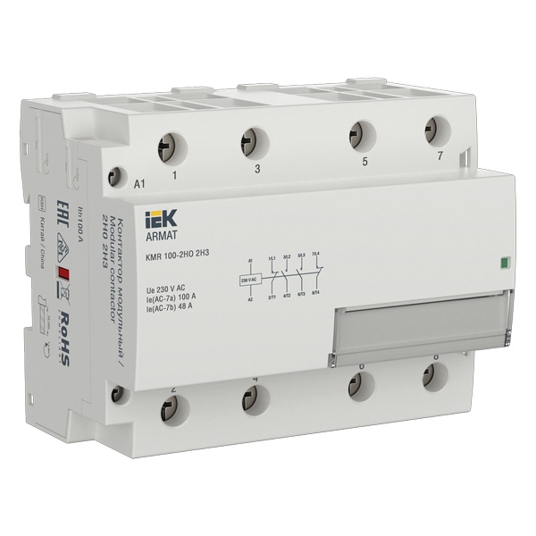Контактор модульный ИЭК ARMAT KMR 4P 100A 2НО 2НЗ 230В АС