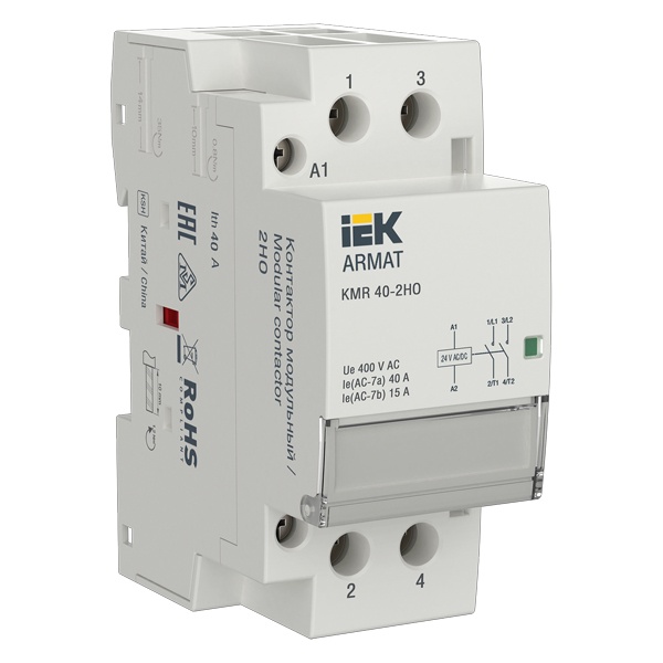 Контактор модульный ИЭК ARMAT KMR 2P 40A 2НО 24В AC/DC
