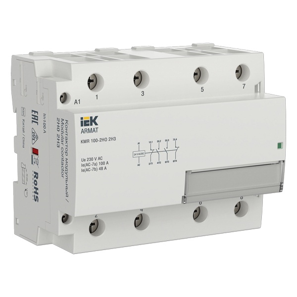 Контактор модульный ИЭК ARMAT KMR 4P 100A 2НО 2НЗ 24В AC/DC