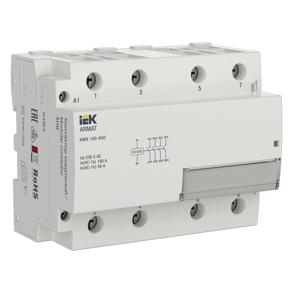 Контактор модульный ИЭК ARMAT KMR 4P 100A 4НО 24В AC/DC