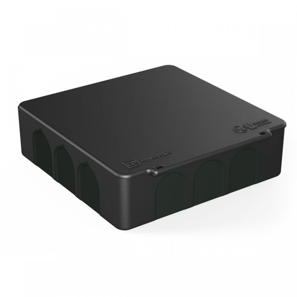 Коробка распаячная 100х100х30 двухкомпонентная с откидной крышкой безгалогенная (HF) черная IP55