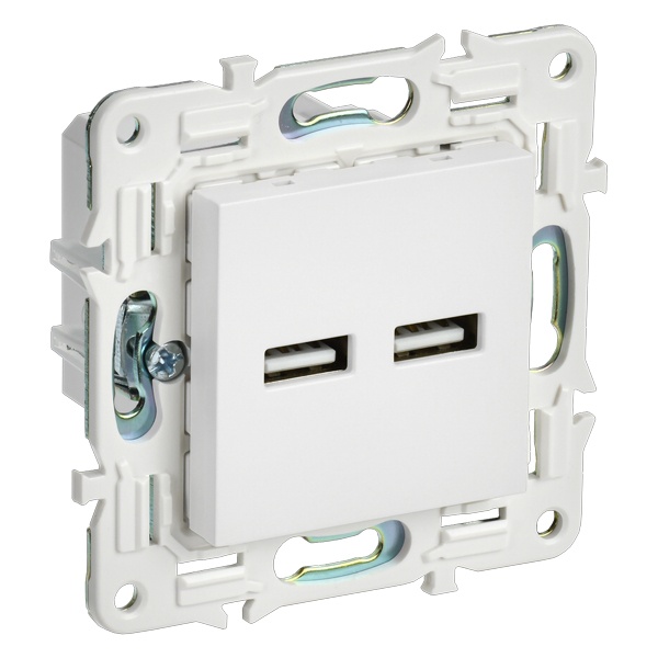 Розетка для зарядки ИЭК SKANDY SK-R15W USB A+A 3,1А арктический белый