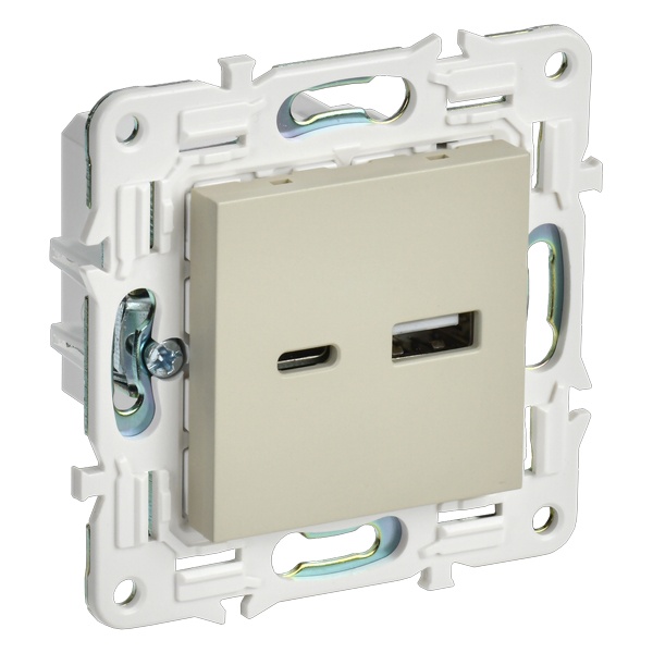 Розетка для зарядки ИЭК SKANDY SK-R14B USB A+C 3,1А бежевый