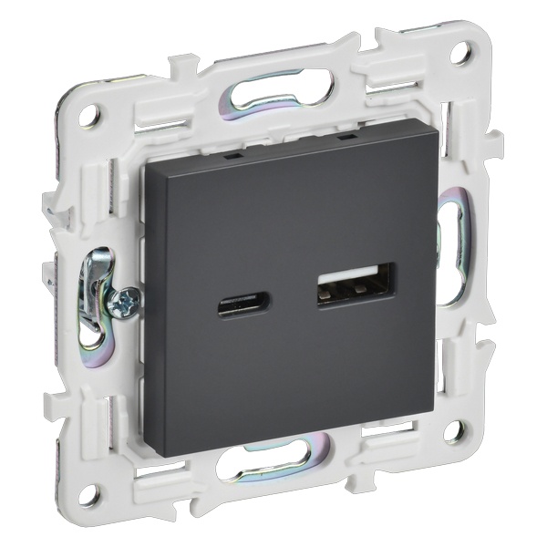 Розетка для зарядки ИЭК SKANDY SK-R14T USB A+C 3,1А титан