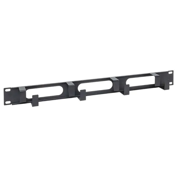 Кабельный органайзер EKF Teracom 1U 4 кольца с окнами металлический чёрный