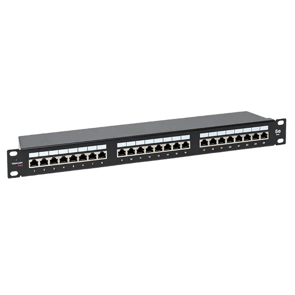 Патч-панель EKF Teracom PRO 19'' Cat.5E 1U полный экран STP 24 порта RJ-45 Dual IDC с органайзером