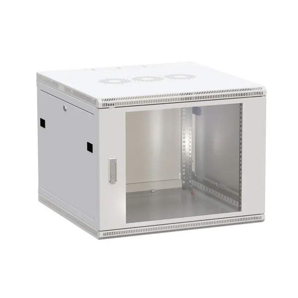 Шкаф настенный EKF 19 TERACOM PRO 6U 600х450 мм дверь стеклянная с замком-ручкой серый