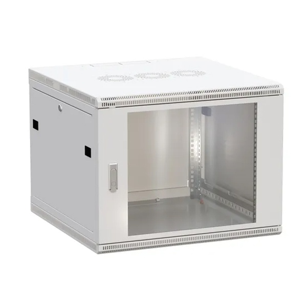 Шкаф настенный EKF 19 TERACOM PRO 6U 600х600 мм дверь стеклянная с замком-ручкой серый