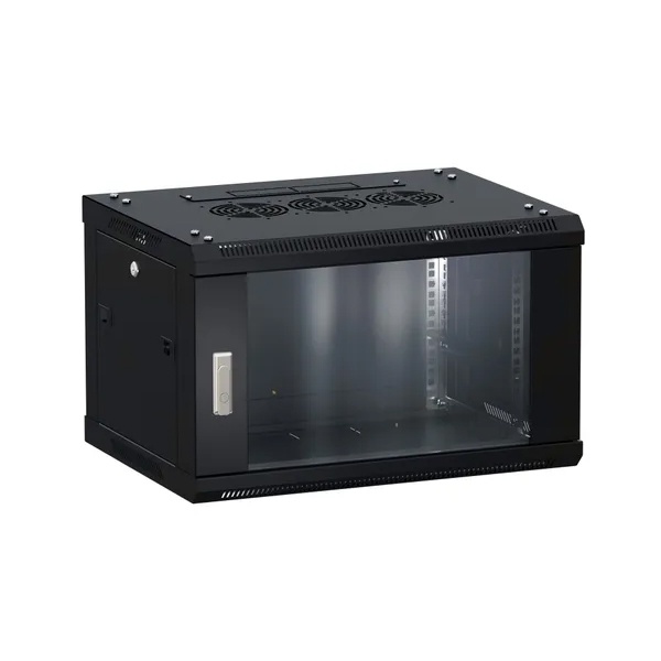 Шкаф настенный EKF 19 TERACOM PRO 9U 600х450 мм дверь стеклянная с замком-ручкой чёрный