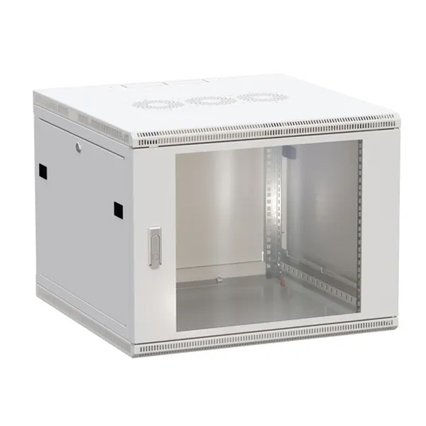 Шкаф настенный EKF 19 TERACOM PRO 9U 600х600 мм дверь стеклянная с замком-ручкой серый