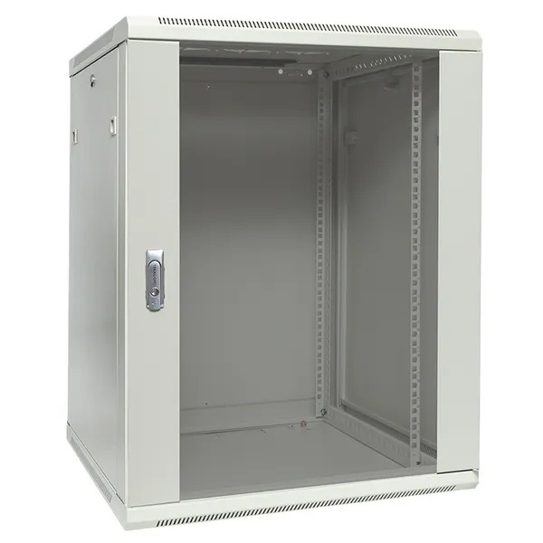 Шкаф настенный EKF 19 TERACOM PRO 15U 600х600 мм дверь стеклянная с замком-ручкой серый