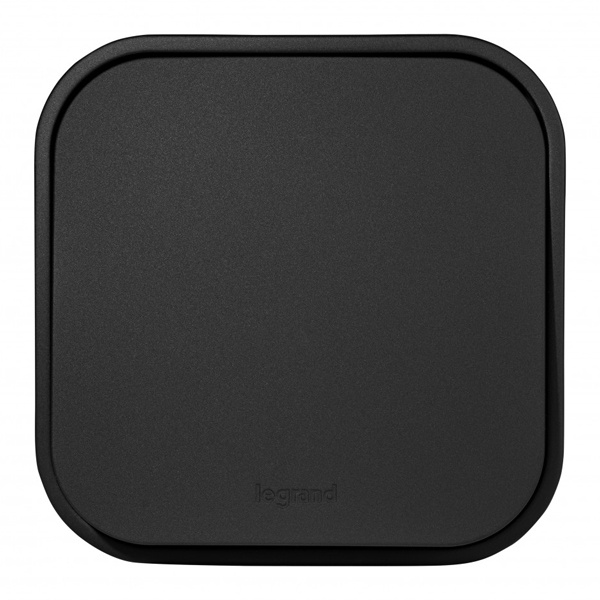 Накладной выключатель одноклавишный Legrand Quteo чёрный матовый