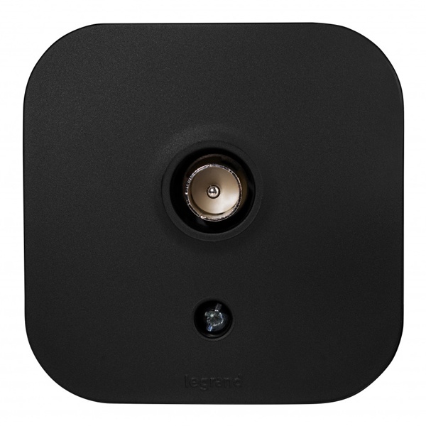 Накладная розетка телевизионная Legrand Quteo чёрный матовый