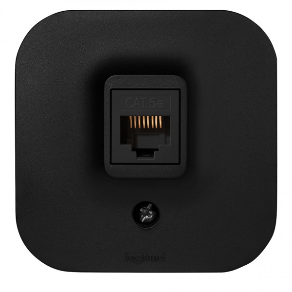 Накладная розетка компьютерная Legrand Quteo RJ45 кат.5e UTP чёрный матовый