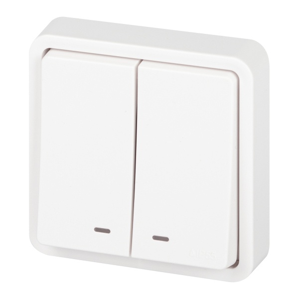 Выключатель двойной скрытой установки ЭРА Эксперт 11-1525-01 10А с подсветкой IP55 белый