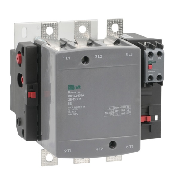 Контактор DEKraft КМ-102 150А 1НО+1НЗ 220/230В АС3 АС4