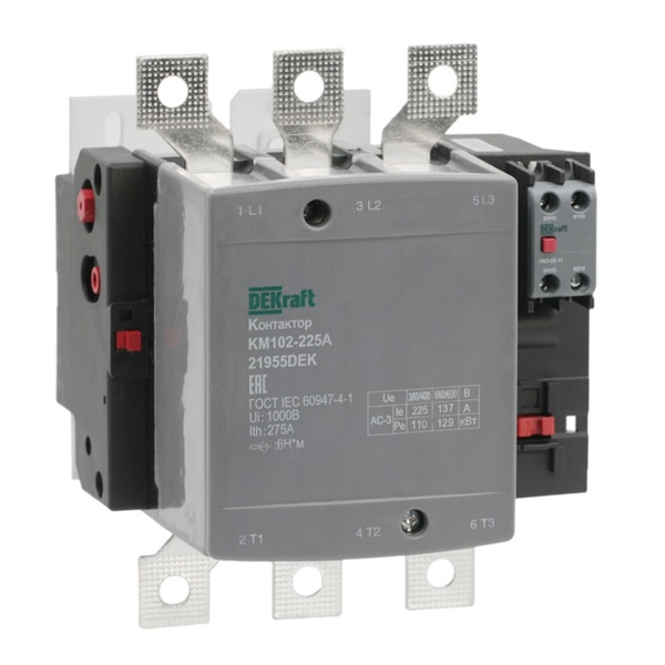 Контактор DEKraft КМ-102 225А 1НО+1НЗ 220/230В АС3 АС4