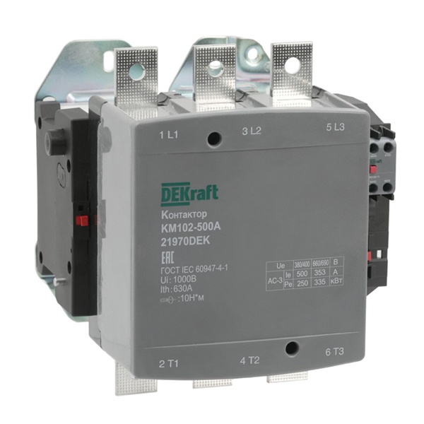 Контактор DEKraft КМ-102 500А 1НО+1НЗ 220/230В АС3 АС4