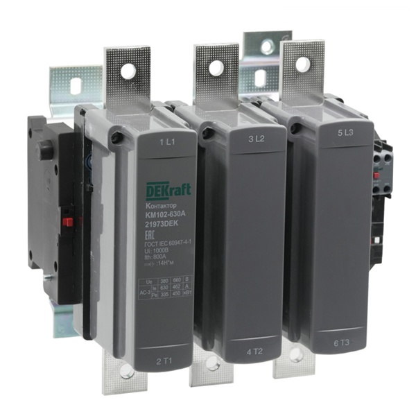 Контактор DEKraft КМ-102 630А 1НО+1НЗ 220/230В АС3 АС4