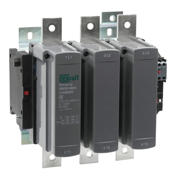 Контактор DEKraft КМ-102 800А 1НО+1НЗ 220/230В АС3 АС4