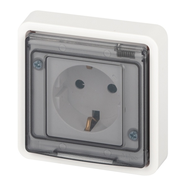 Розетка скрытой установки ЭРА Эксперт 11-2522-01 2P+E 16А шторки IP55 белый