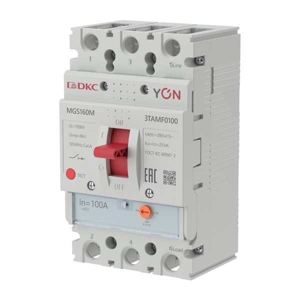 Автоматический выключатель DKC YON MGS160 3P 80-100A регулировка теплового расцепителя 25кА (автомат электрический)