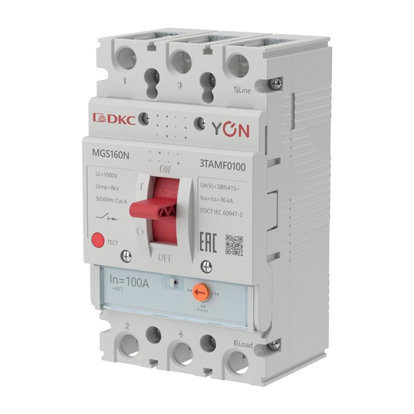 Автоматический выключатель DKC YON MGS160 3P 80-100A регулировка теплового расцепителя 36кА (автомат электрический)