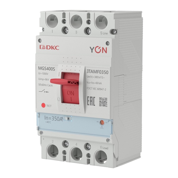 Автоматический выключатель DKC YON MGS400 3P 280-350A регулировка теплового расцепителя 60кА (автомат электрический)